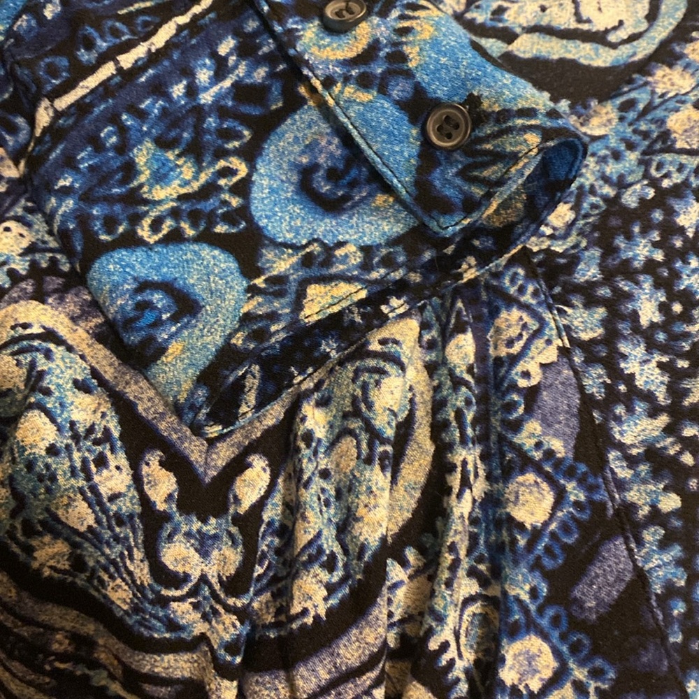 Free People Navy and Sky Blue Patterned Blouse - Picture 3 of 8